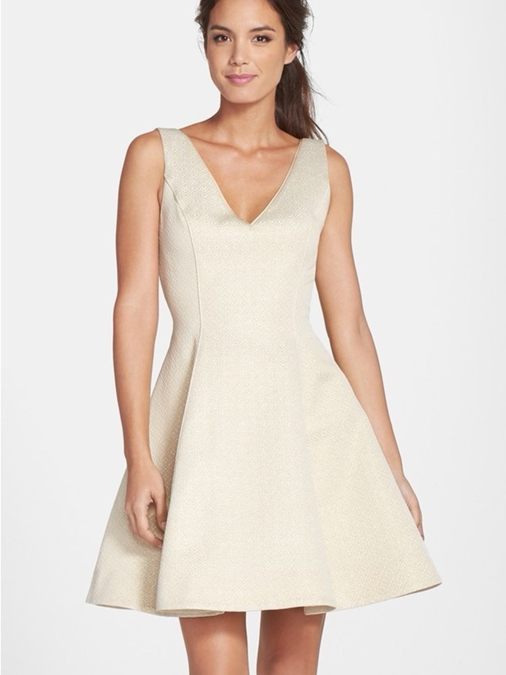 NEW ERIN FETHERSTON Veronica Bow Back Metallic Jacquard Fit & Flare DRESS 2